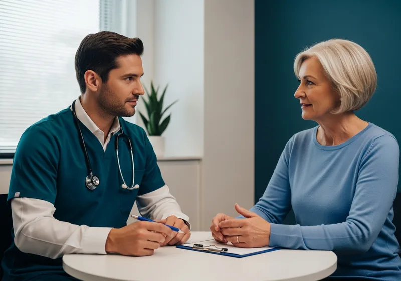 Patient discussing shoulder treatment options with a clinician